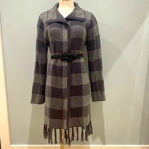 Gray Plaid Blanket Coat